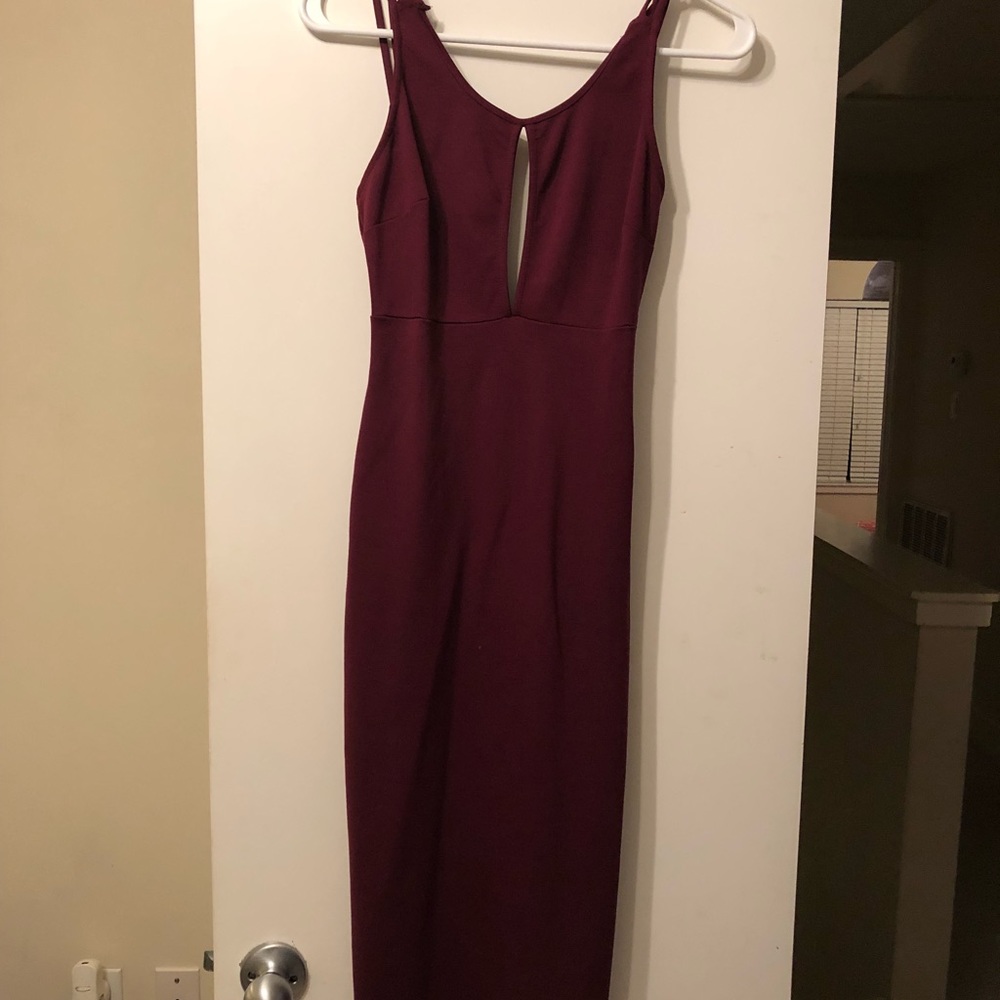 Midi length burgundy dress